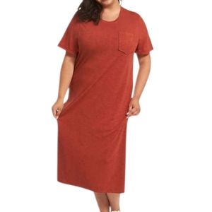 Jessica Simpson Ladies' Midi Shirt Dress Short Sleeve W/Chest Pocket Sz L Rust